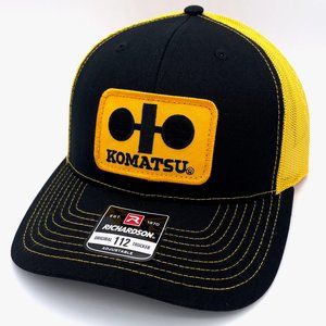 Komatsu Vintage Patch Hat - Black & Gold Richardson 112 Trucker Cap